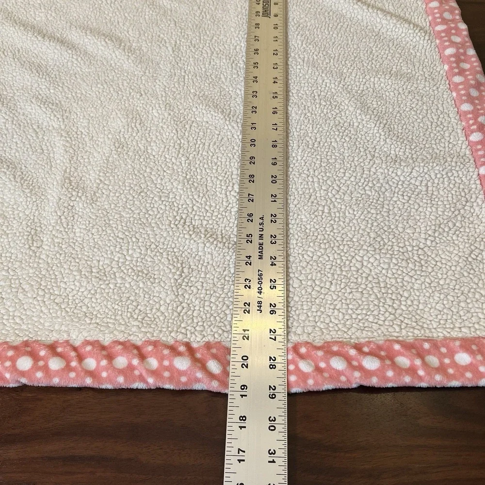 Chick Pea Plush‎ Ribbed Pink Caterpillar Baby Girl Blanket Sherpa Polka Dot Edge
